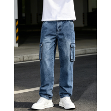 批发HME男士<b class='q'>牛仔裤</b>修身破洞高街直筒小脚长裤欧美跨境TEMU TikTok