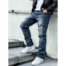 批发【HME】男士<b class='q'>牛仔裤</b>修身破洞高街直筒小脚长裤欧美跨境TEMU TikTok