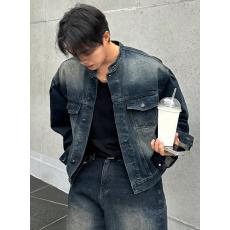 批发欧美跨境男士牛仔夹克潮牌高街做旧个性气质男装上衣外套外贸TEMU