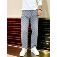 批发欧美跨境男士<b class='q'>牛仔裤</b>潮牌高街重工格子设计修身小直筒长裤外贸TEMU