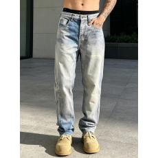 批发欧美跨境男士牛仔裤潮牌高街渐变水洗弹力直筒长裤外贸TEMU爆款