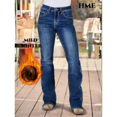 批发HME<b class='q'>欧美</b>跨境冬女士牛仔裤潮牌加绒加厚保暖修身显瘦长裤<b class='q'>外贸</b>SHEIN