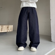 批发男士原色美式复古垂感深蓝阔腿直筒舒适百搭<b class='q'>休闲</b>牛仔长裤