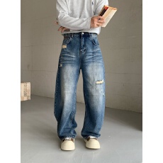 批发弯刀<b class='q'>男士</b>牛仔裤<b class='q'>长裤</b>宽松直筒阔腿裤
