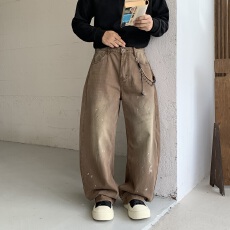 批发男宽松直筒牛仔裤阔腿<b class='q'>休闲</b>弯刀长裤