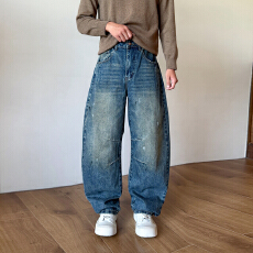 批发弯刀<b class='q'>牛仔裤</b>男士秋季2026新款青少年宽松直筒镰刀休闲<b class='q'>男生</b>裤子秋季