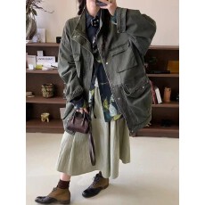 批发日系巴恩风重工做旧砂洗大口袋工装外套男女复古潮牌情侣夹克