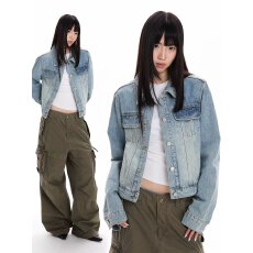 批发美式简约水洗做旧牛仔外套男女宽松<b class='q'>百搭</b>潮牌工装夹克