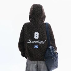 批发美式复古字母战马刺绣豹纹宽松短款<b class='q'>卫衣</b>外套男女情侣宽松<b class='q'>开衫</b>外套