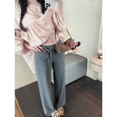 批发螺纹美式辣妹低腰扭结绑带休闲裤女显瘦小个子垂感直筒运动裤