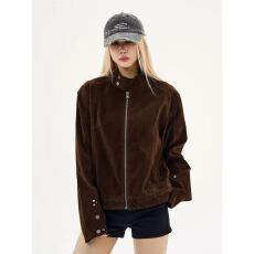 原版做工美式复古cleanfit摩登街头加厚麂皮绒立领夹克外套男女