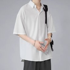 批发新款百搭短袖衬衫基础款<b class='q'>商务</b>通勤上衣M-8XL大码纯色衬衫