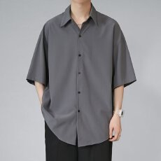 批发纯色短袖衬衫大码男装基础款潮流修身<b class='q'>商务</b>内搭寸衫