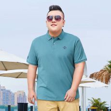 M-8XL加肥加大码男装短袖T恤胖子商务休闲刺绣POLO衫肥佬宽松上衣
