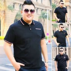 批发XXL-8XL大码男士polo衫夏季短袖t恤简约商休闲务青年宽松百搭上衣