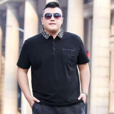 批发XXL-8XL高端翻领短袖T恤男士大码夏季新款珠地棉百搭t休闲Polo衫