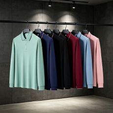 批发S-4XL-大码高尔夫t恤男女长袖polo衫修身速干透气纯色球服上衣