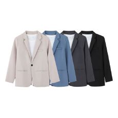 S-4XL-大码西装外套男时尚高级感休闲商务单排扣免熨宽松尖领西服