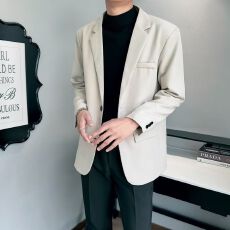 批发S-4XL-英伦风大码男士西装外套男<b class='q'>休闲</b><b class='q'>商务</b>西服宽松高级感复古夹克