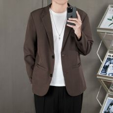 批发S-4XL-高级感<b class='q'>商务</b><b class='q'>休闲</b>西服男士大码西装外套抗皱免熨宽松西服男