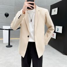 批发S-4XL-英伦风薄款小西服男士<b class='q'>休闲</b><b class='q'>商务</b>轻奢西装外套痞帅宽松大码