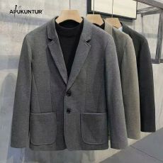批发S-5XL-西装外套男加厚冬季帅气修身毛呢料西服复古<b class='q'>商务</b><b class='q'>休闲</b>男士