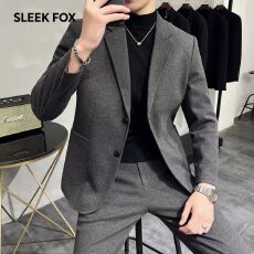 批发S-5XL-港风加厚秋冬毛呢西装外套男男士<b class='q'>休闲</b><b class='q'>商务</b>西服百搭宽松夹克