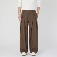 批发半松紧立体褶皱S-5XL大码西装直筒裤男女显瘦高级感垂感休闲<b class='q'>西裤</b>
