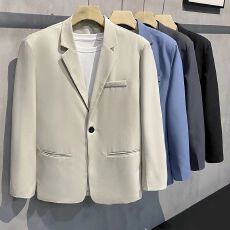批发S-4XL-大码西装外套男时尚高级感<b class='q'>休闲</b>商务单排扣免熨宽松通勤<b class='q'>西服</b>