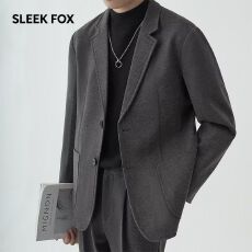 S-5XL-休闲大码毛呢西服男装春秋帅气韩版潮流男士呢子西装外套