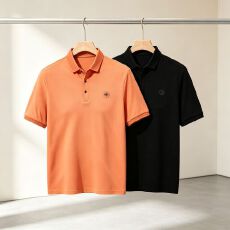 XXL-8XL男士橙色翻领短袖POLO衫夏季设计感大码上衣打底衫舒适T恤