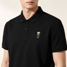 批发XXL-8XL胖子大码短袖POLO韩版小熊刺绣修身翻领<b class='q'>休闲</b>T恤翻领上衣男