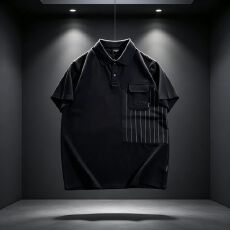 批发XXL-8XL新中式拼接Polo衫男短袖T恤通勤<b class='q'>休闲</b>宽松大码男士翻领上衣