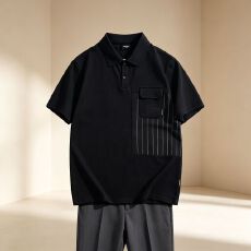批发XXL-8XL新中式拼接Polo衫男短袖T恤通勤<b class='q'>休闲</b>宽松大码男士翻领上衣