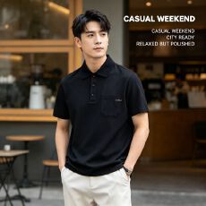批发XXL-8XL显瘦黑色polo衫<b class='q'>男</b>士<b class='q'>短袖</b>上衣宽松半袖美式翻领大码t恤