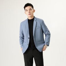 批发S-4XL-高级感商务休闲西服男士大码西装外套抗皱免熨宽松夹克衫男