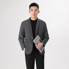 批发S-4XL-轻熟风大码西装外套男高级感休闲商务西服男士宽松通勤夹克