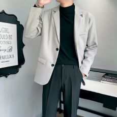 S-4XL-英伦风高级感西装外套男休闲商务西服简约宽松大码男士外套