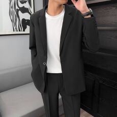 S-4XL-轻奢英伦风西服男士休闲商务西装外套韩版夹克衫宽松大码