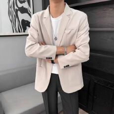 S-4XL-轻熟风大码西装外套男高级感休闲商务西服男士宽松通勤夹克