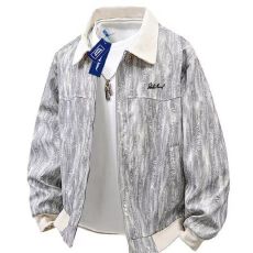 批发M-8XL-大码扎染外套男<b class='q'>春</b>秋款行政夹克男士潮牌痞帅休闲工装外套