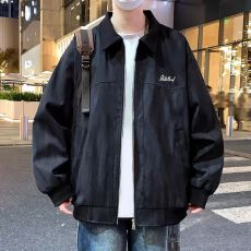 批发M-8XL-大码扎染夹克衫男<b class='q'>春</b>秋款翻领拉链男士潮牌痞帅休闲工装外套