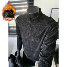 批发M-5XL银狐绒重磅470g长袖大码<b class='q'>T</b><b class='q'>恤</b>男重磅加绒加厚大码男士显瘦上衣
