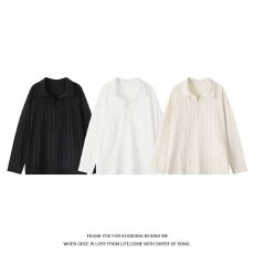 批发M-5XL-大码男士肌理感麦穗纹POLO衫翻领长袖<b class='q'>T</b><b class='q'>恤</b>秋季新款简约上衣