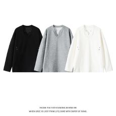 批发M-5XL-2026秋季新款重磅华棉320g铆钉上衣男圆领长袖<b class='q'>T</b><b class='q'>恤</b><b class='q'>大码</b><b class='q'>男装</b>