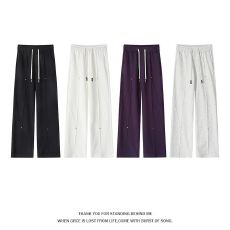 M-5XL-重磅华棉380g休闲裤男解构拼接铆钉男直筒裤大码男士裤子