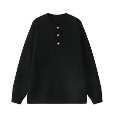 M-5XL-高质量美式亨利领羊毛衫男秋冬新款大码套头针织长袖毛衣