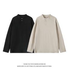 M-5XL-重磅300g双面慕莱绒保暖长袖T恤男高质量秋冬新款圆领上衣