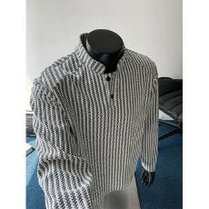批发M-5XL-风鱼骨纹打底衫男加<b class='q'>大码</b>老钱风亨利领上衣休闲宽松长袖<b class='q'>T</b><b class='q'>恤</b>