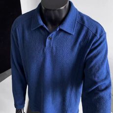 批发M-5XL-2026美式<b class='q'>大码</b>龙鳞纹解构POLO衫男秋冬新款纯色宽松长袖<b class='q'>T</b><b class='q'>恤</b>